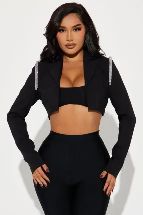 All About The Details Cropped Blazer - Black
