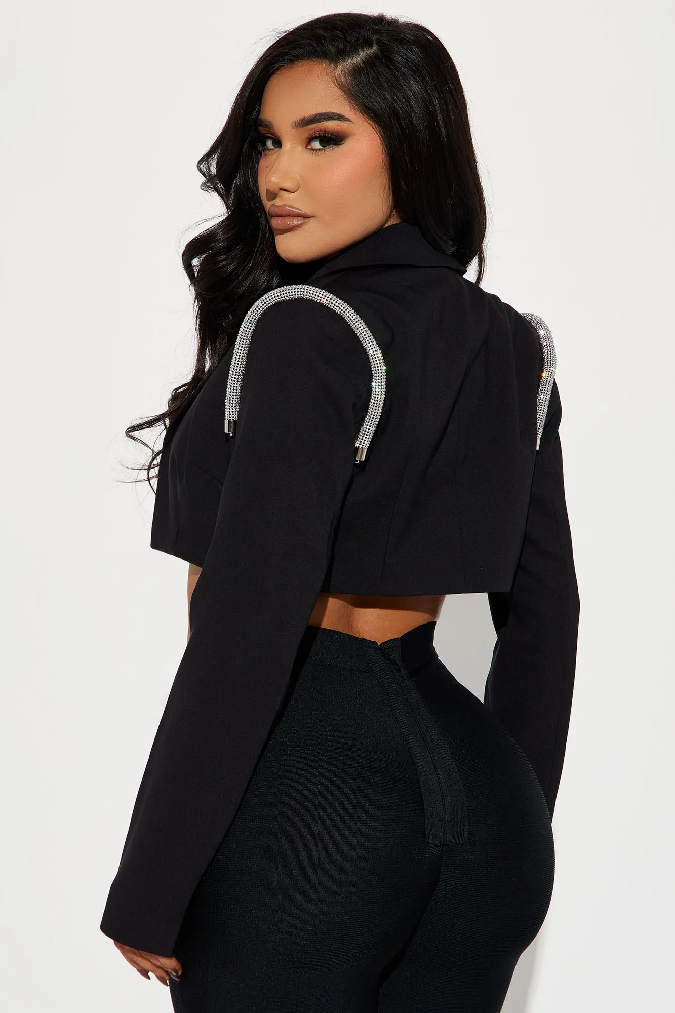All About The Details Cropped Blazer - Black