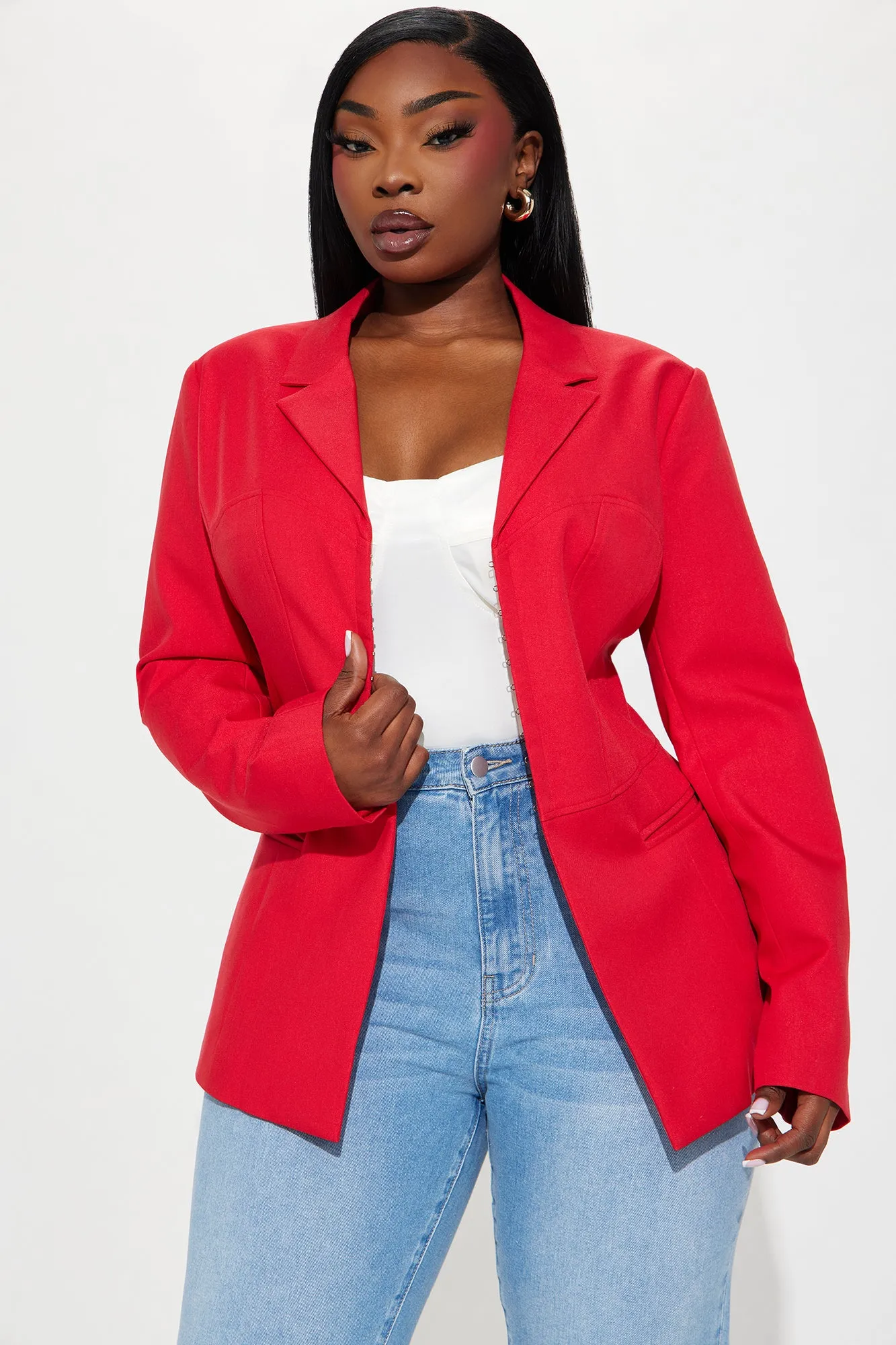 All Body Corset Blazer - Red
