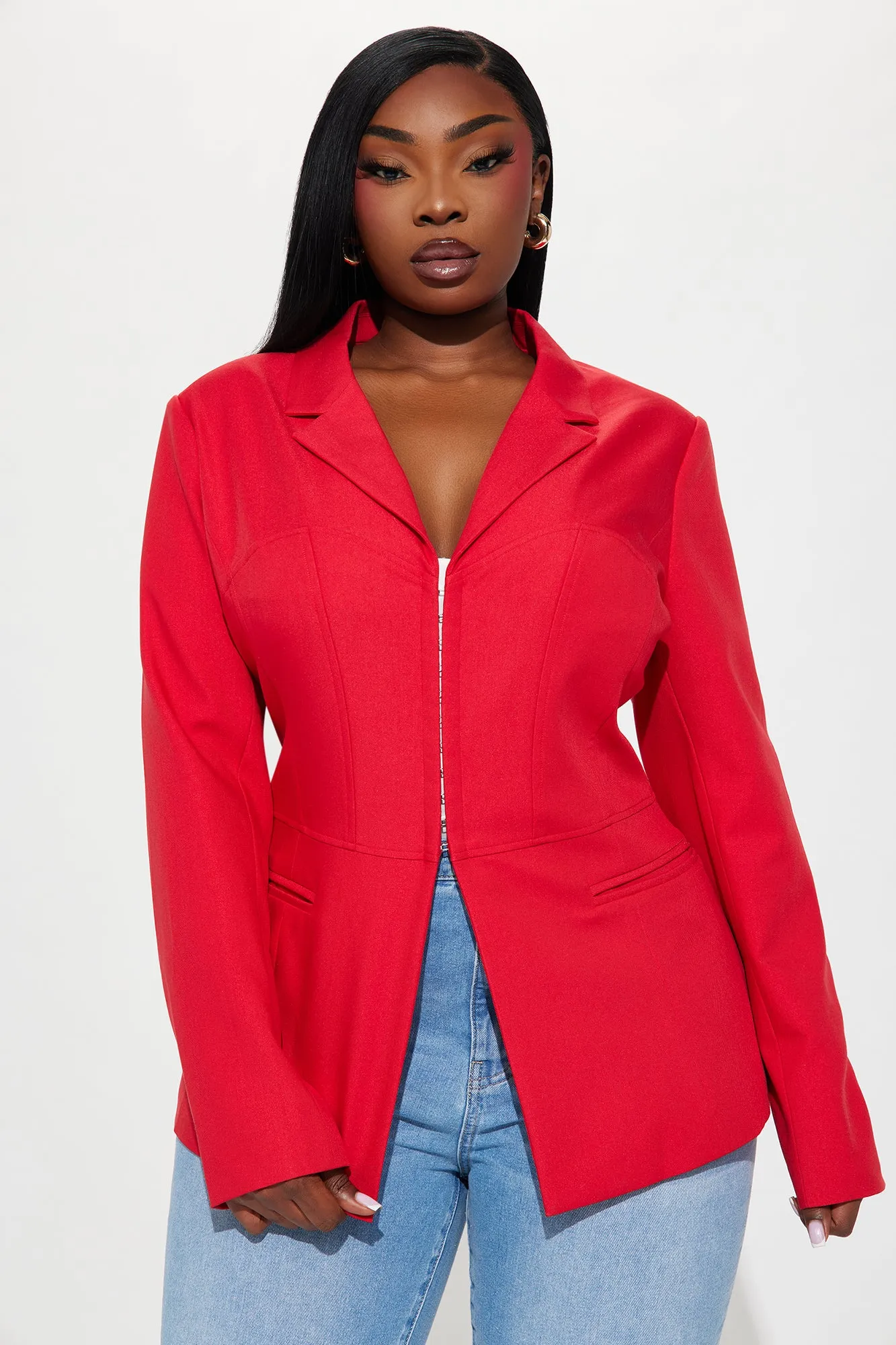 All Body Corset Blazer - Red