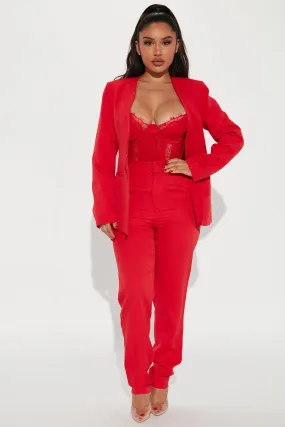 All Business Blazer Pant Set - Red