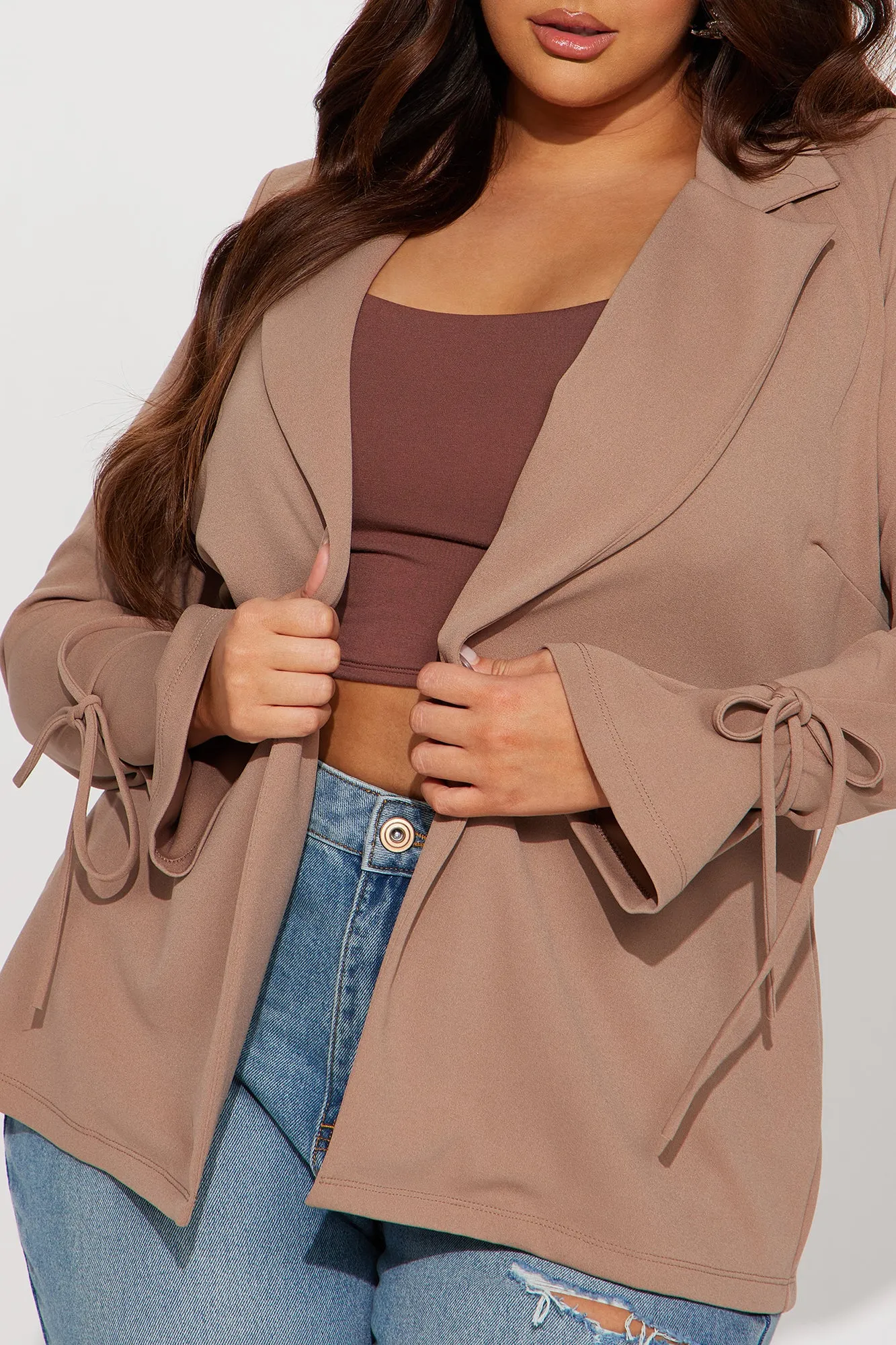 All Tied Up Blazer - Taupe