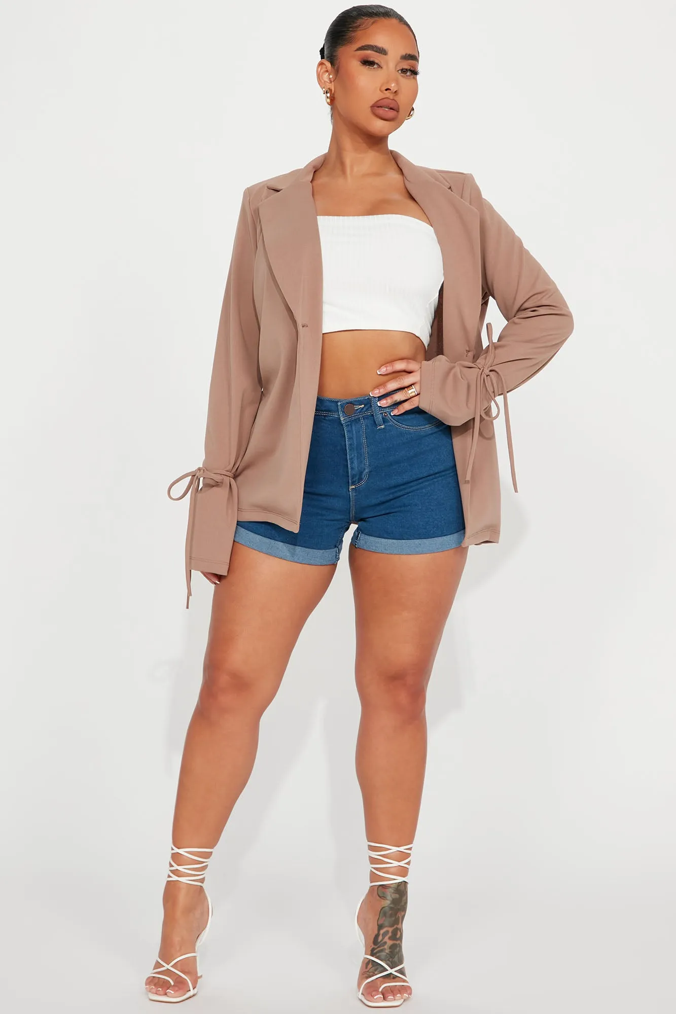 All Tied Up Blazer - Taupe