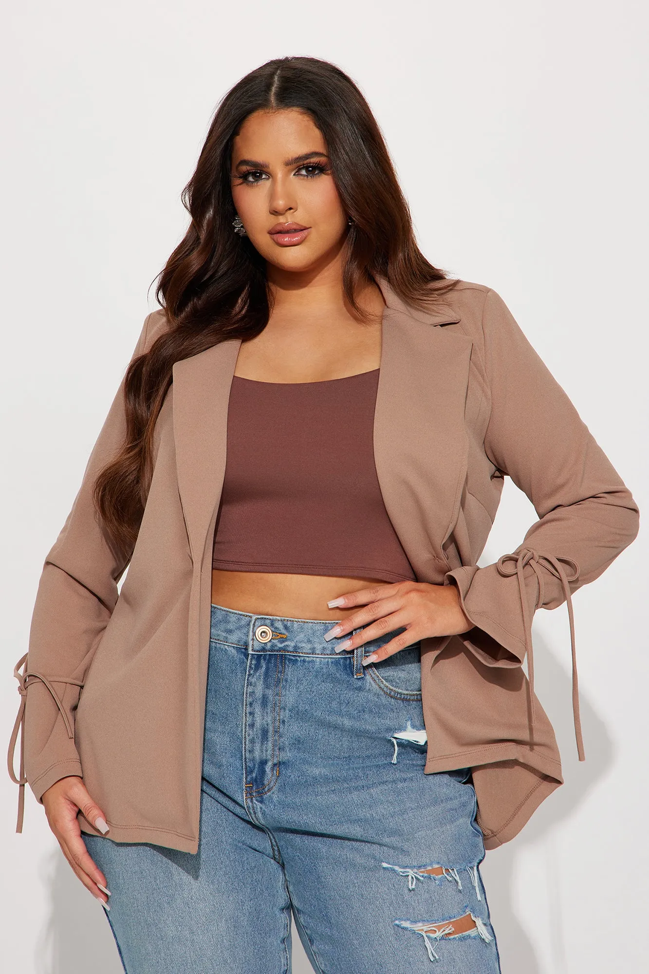 All Tied Up Blazer - Taupe