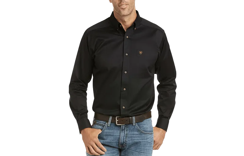 Ariat Men's Black Solid Twill Fitted Shirt