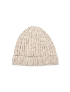Beige Ribbed Cashmere Hat