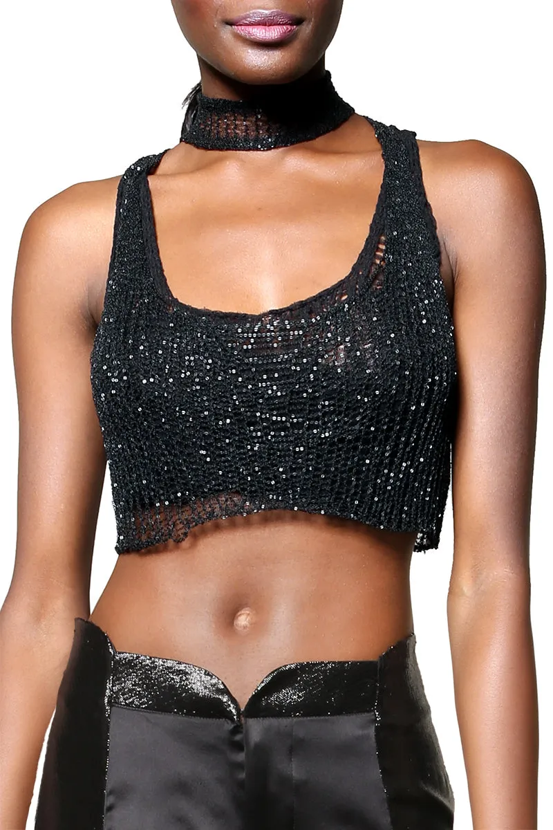 BLACK CHAIN RACERBACK WITH BRALETTE