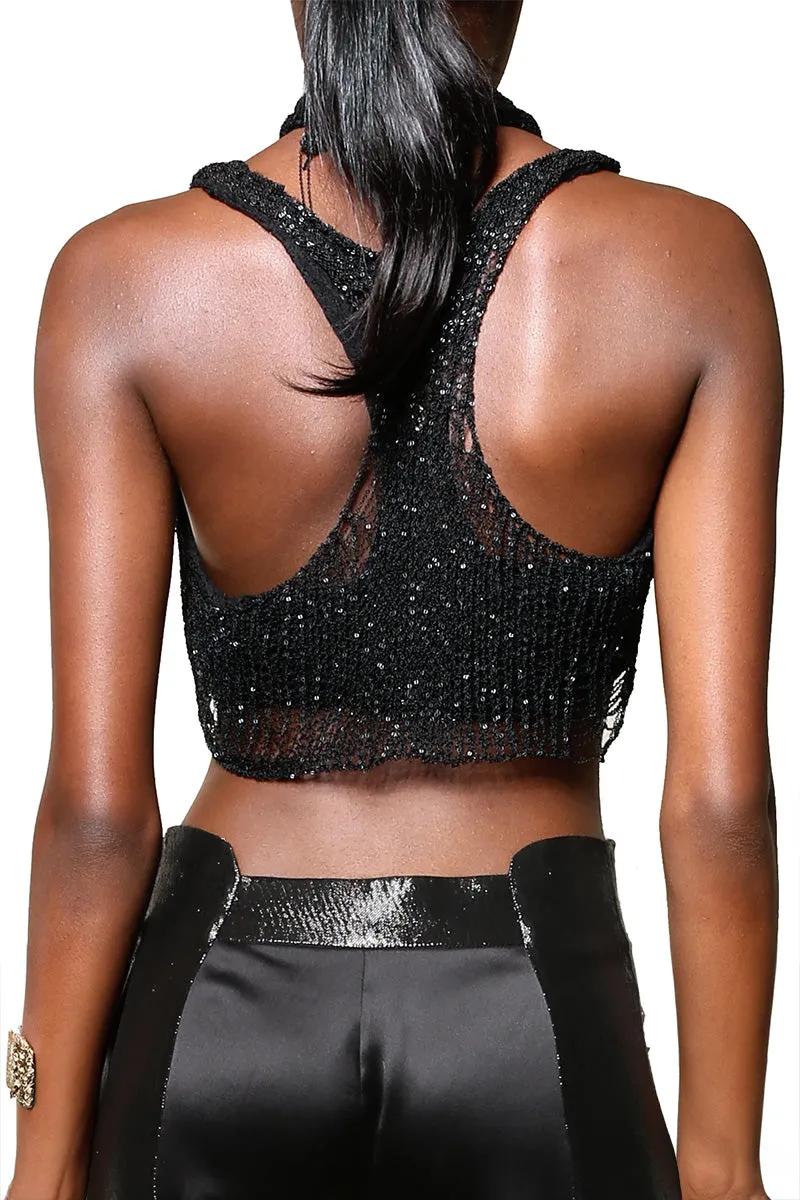 BLACK CHAIN RACERBACK WITH BRALETTE