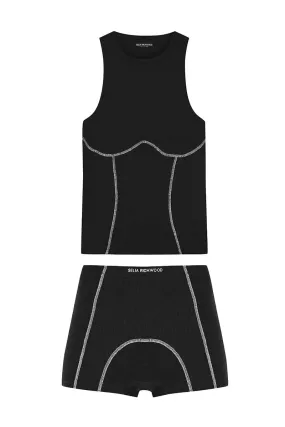 BLACK TANK TOP AND BLACK BOY SHORTS