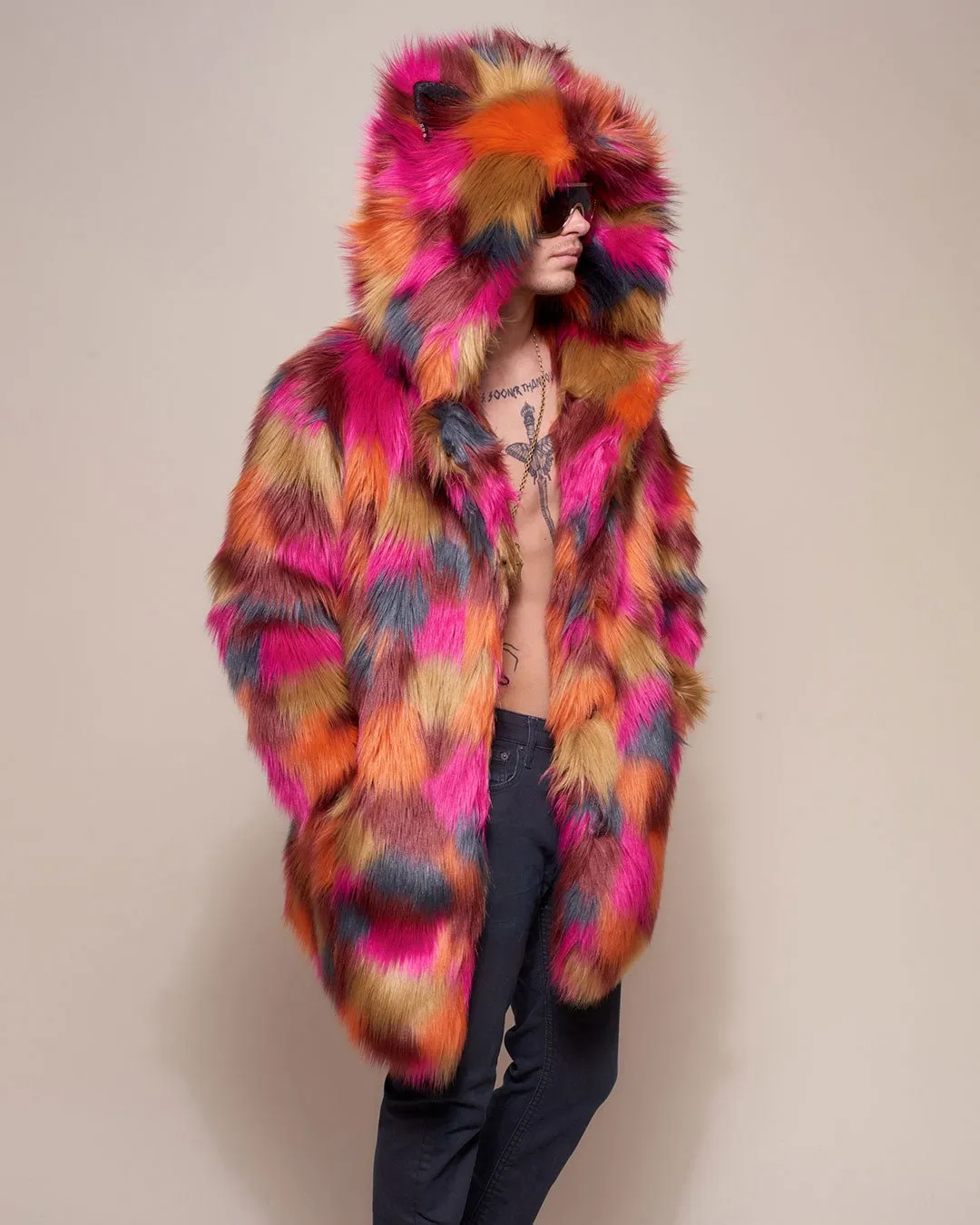 Calico Leopard Classic Faux Fur Coat | Men's