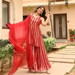 Candy Red Lurex Suit Set