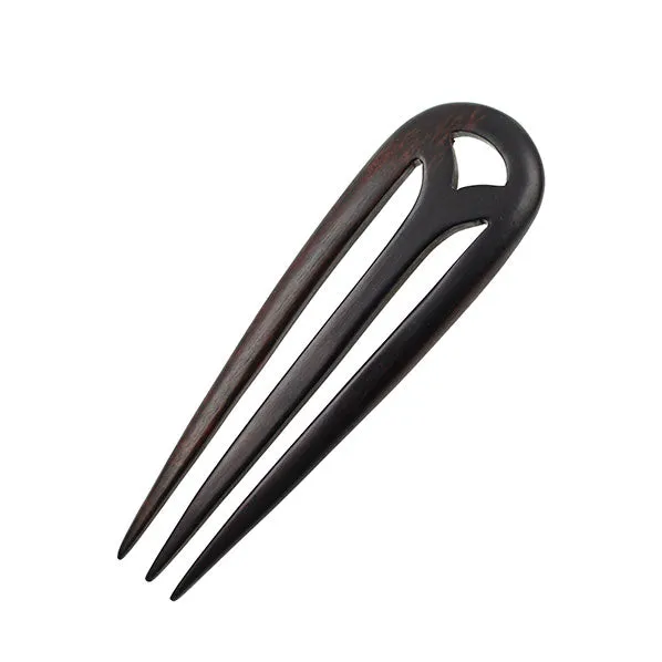 CrystalMood Handmade Carved 3-Prong Wood Hair Stick