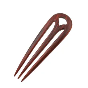 CrystalMood Handmade Carved 3-Prong Wood Hair Stick