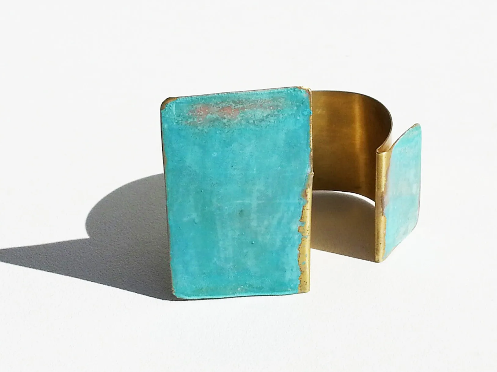 Cuff Bracelet Patina on Gold Plated Brass