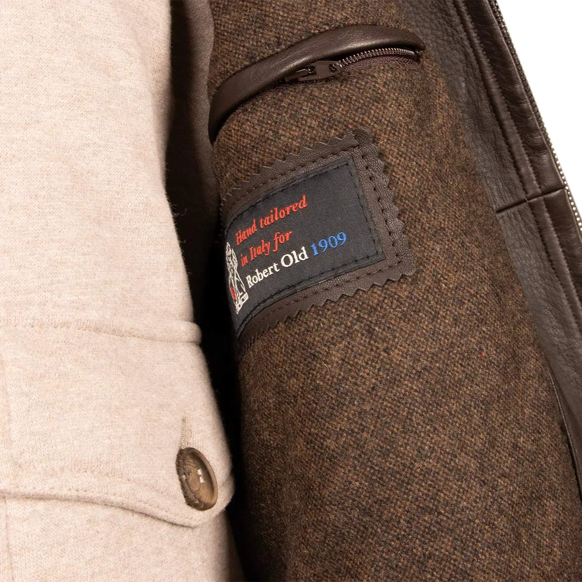 Dark Brown Bomber Style Deerskin Leather Jacket
