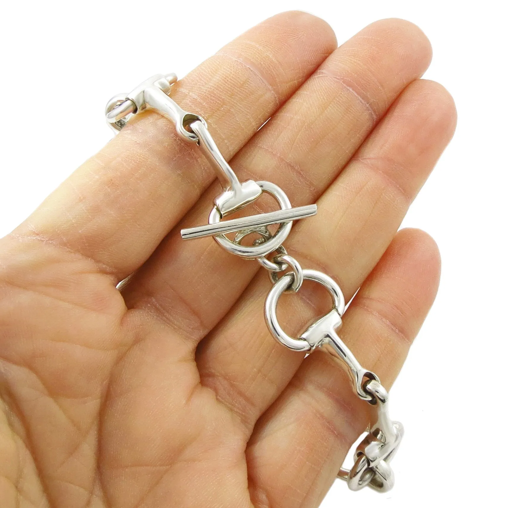 Extra Long Horsebit Snaffle 925 Sterling Silver Horse Tack Necklace