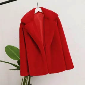 Faux Fur Thick Long Sleeve Coat
