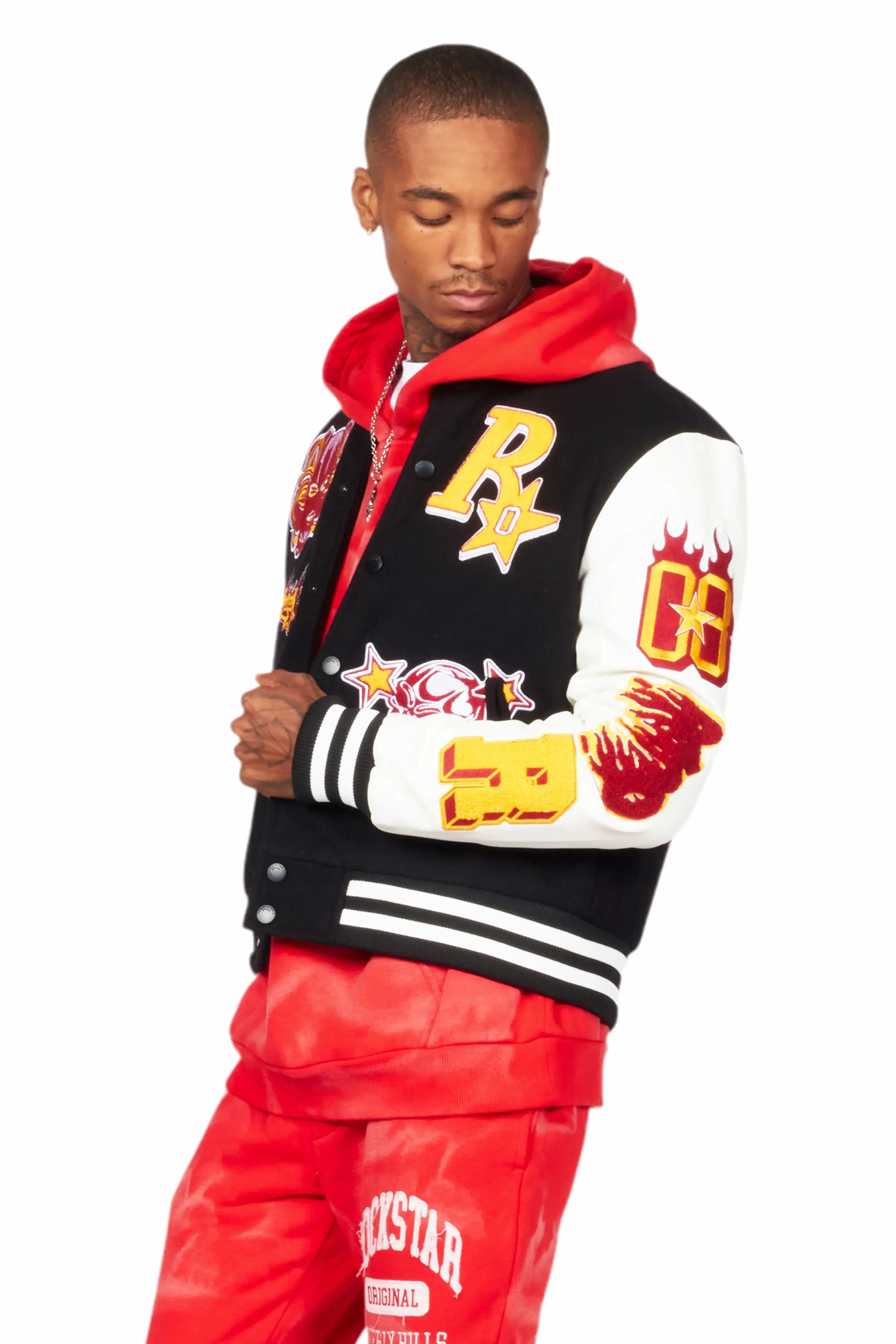 Fio Black/White Varsity Jacket