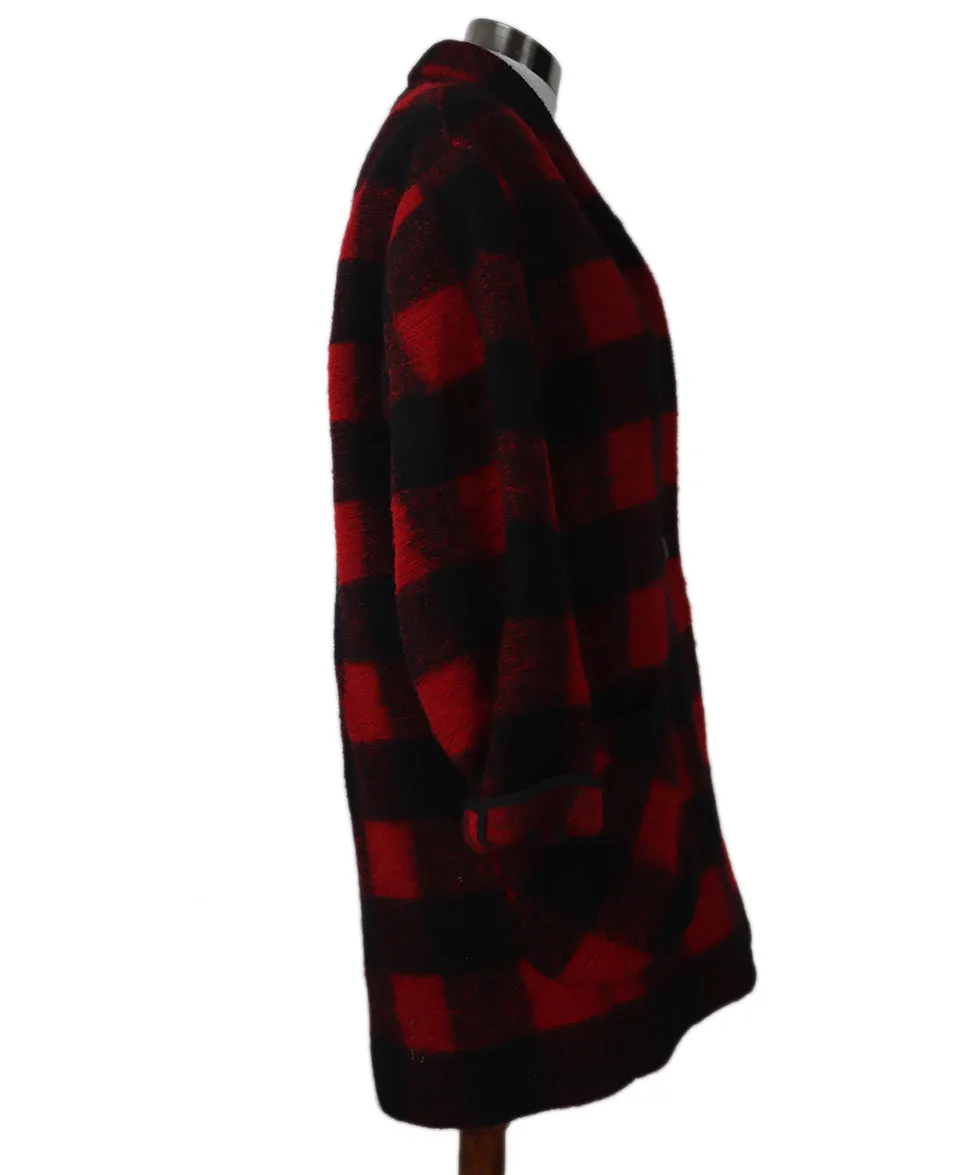 Isabel Marant Red & Black Plaid Coat sz 4