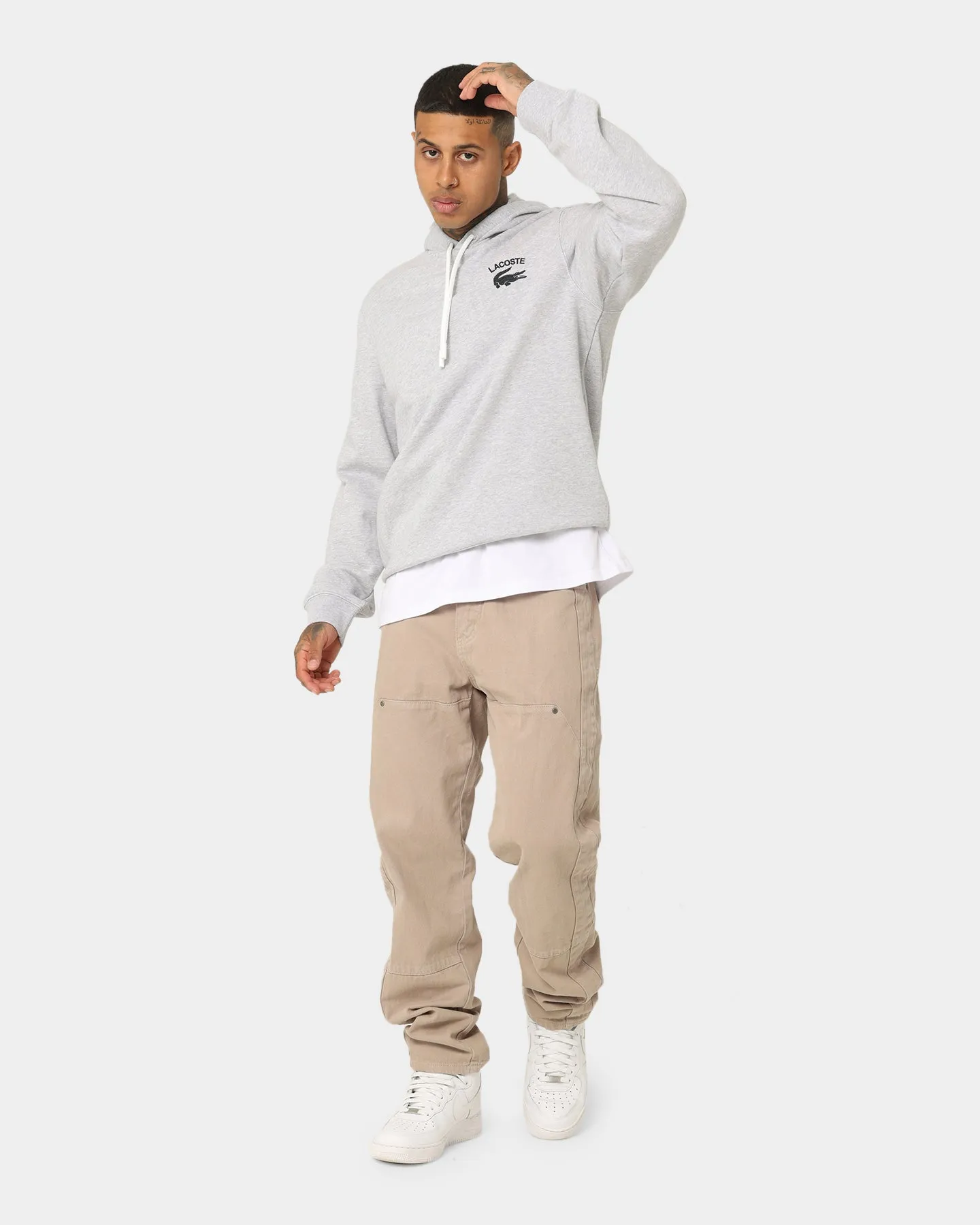 Lacoste Soft Branding Hoodie Silver Chine