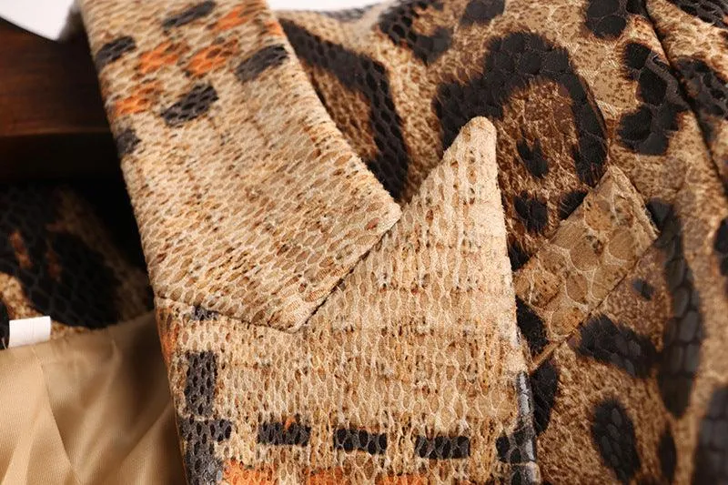 Ladies Leopard Print Long Sleeves Blazer 1702