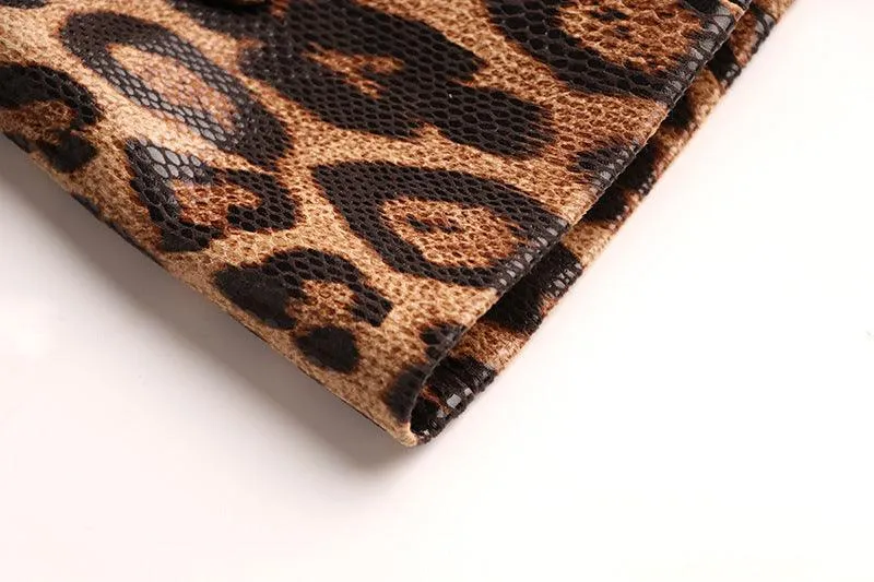 Ladies Leopard Print Long Sleeves Blazer 1702