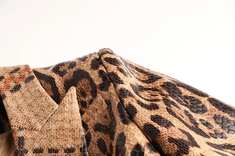 Ladies Leopard Print Long Sleeves Blazer 1702