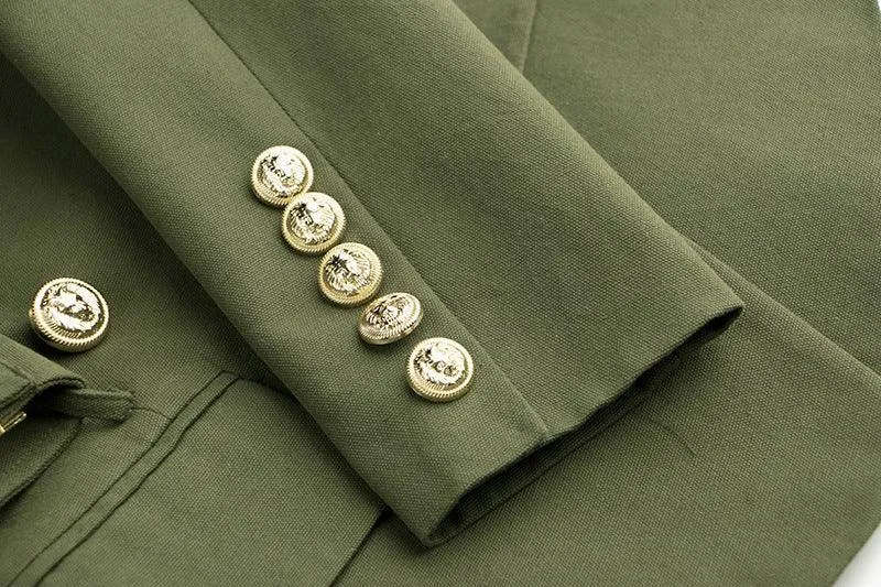 Ladies Solid Color Double Breasted Belted Blazer 0104