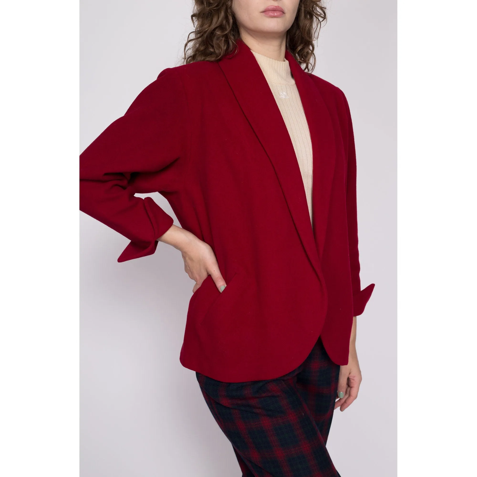 Medium 1940s Red Wool Blazer Jacket
