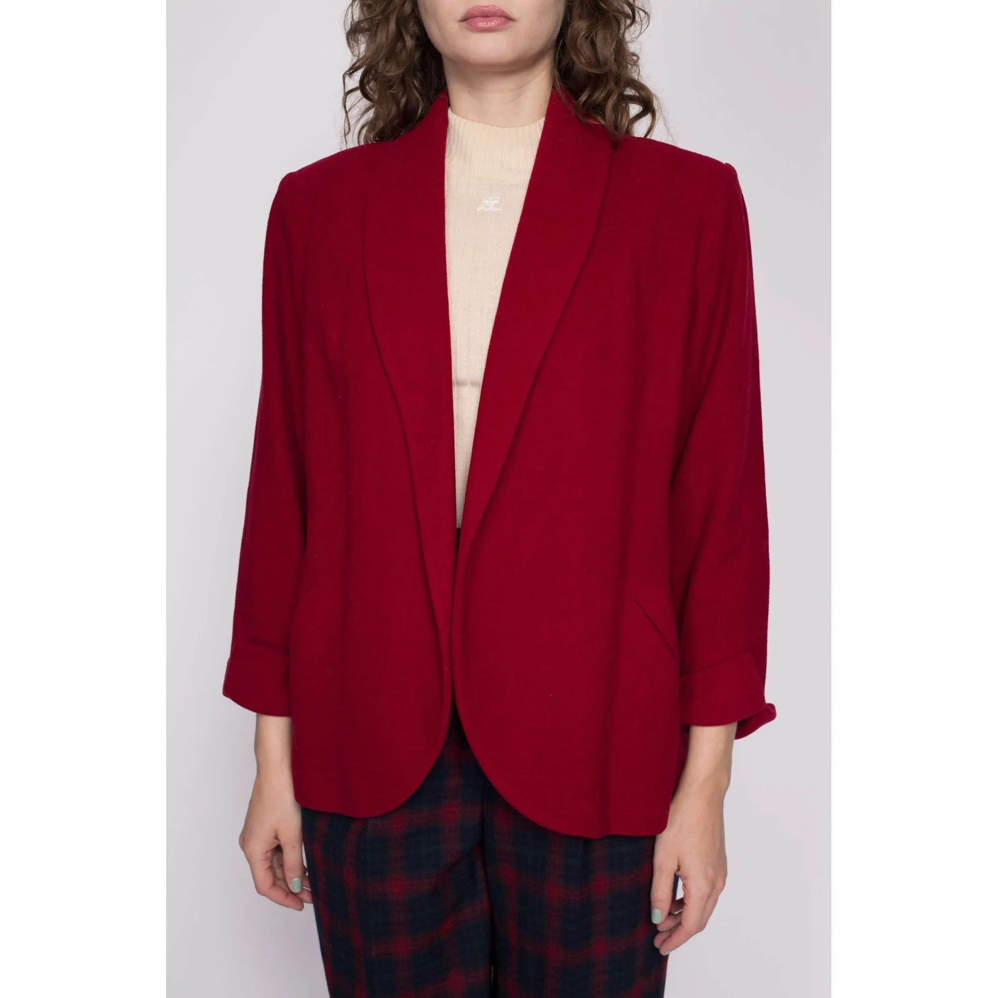 Medium 1940s Red Wool Blazer Jacket