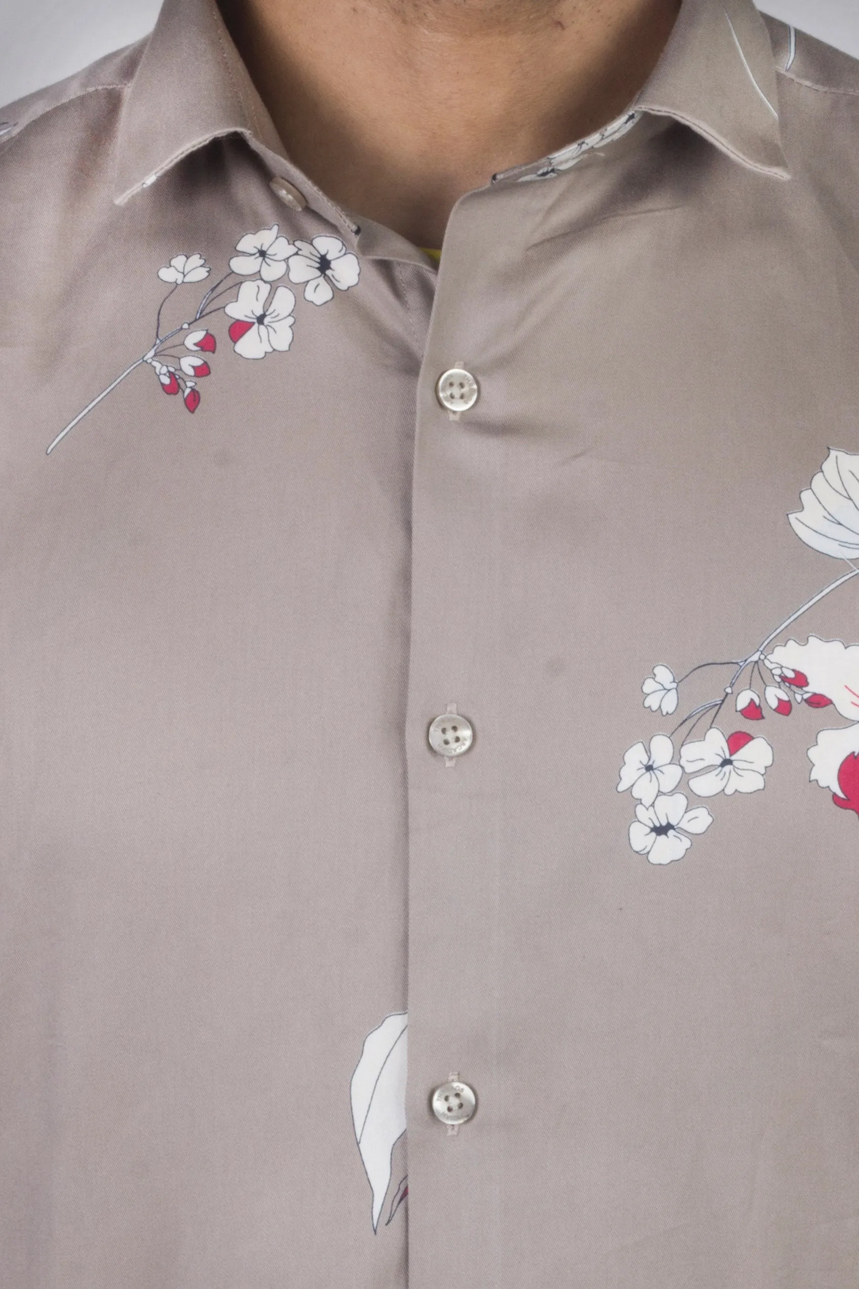 Printed Shirts for Men - Floral Print Cotton Spread Shirt