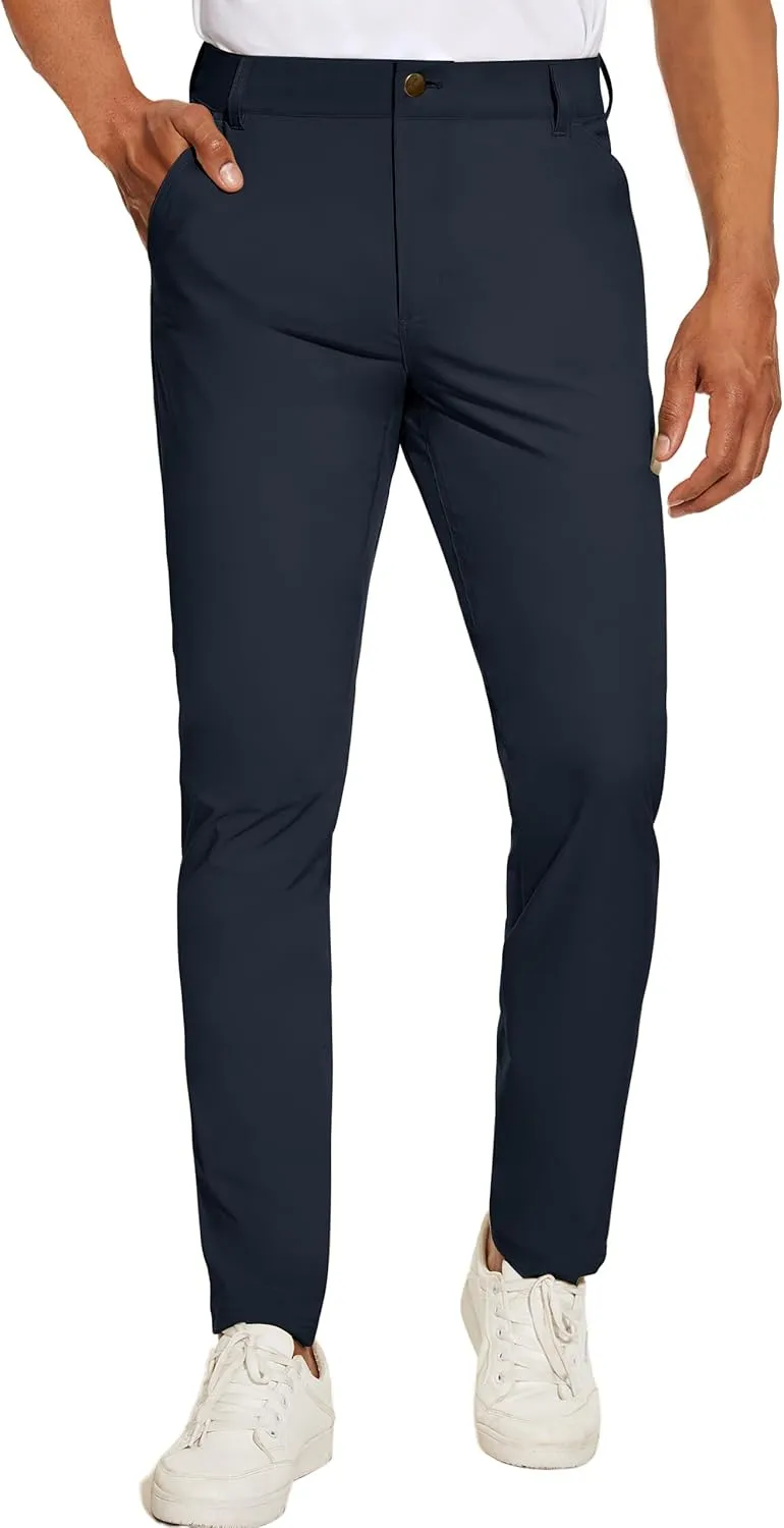 PULI Men's Golf Pants Stretch Slim Fit Lightweight Waterproof Casual Hiking Work Pants with Pockets