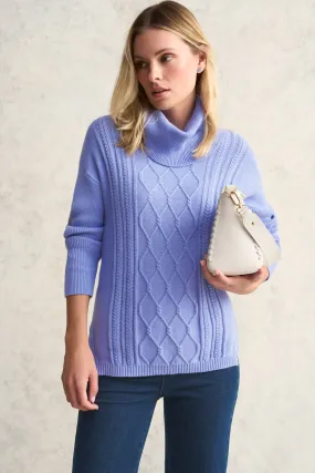 Roll Neck Cable Knit - Soft Lilac