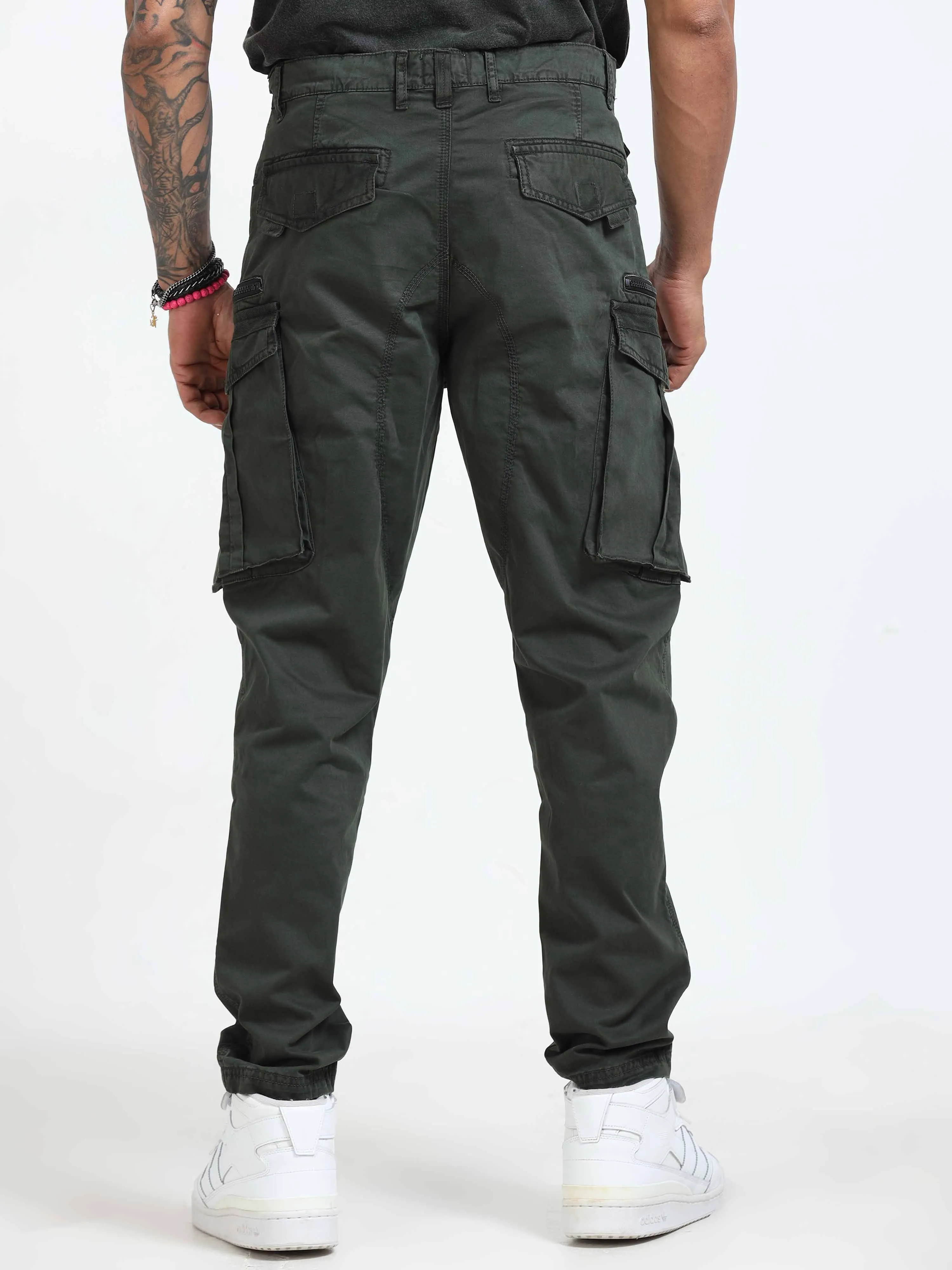 Rugged Zip Cargo Pants In Olive