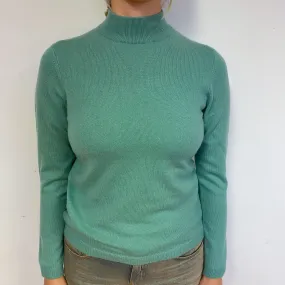 Sea Foam Green Cashmere Turtle Neck Jumper Small
