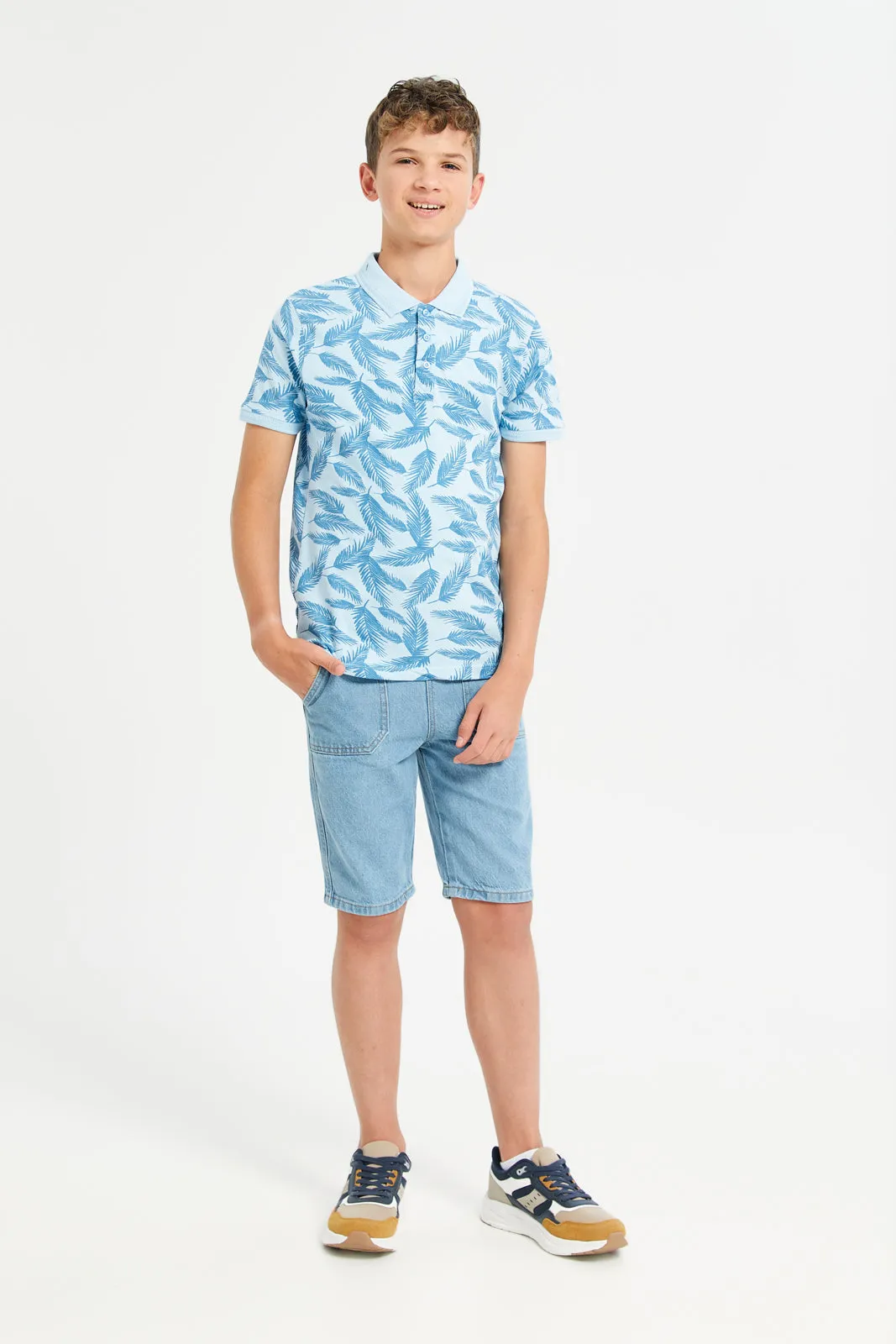 Senior Boys All Over Printed Polo T-Shirt