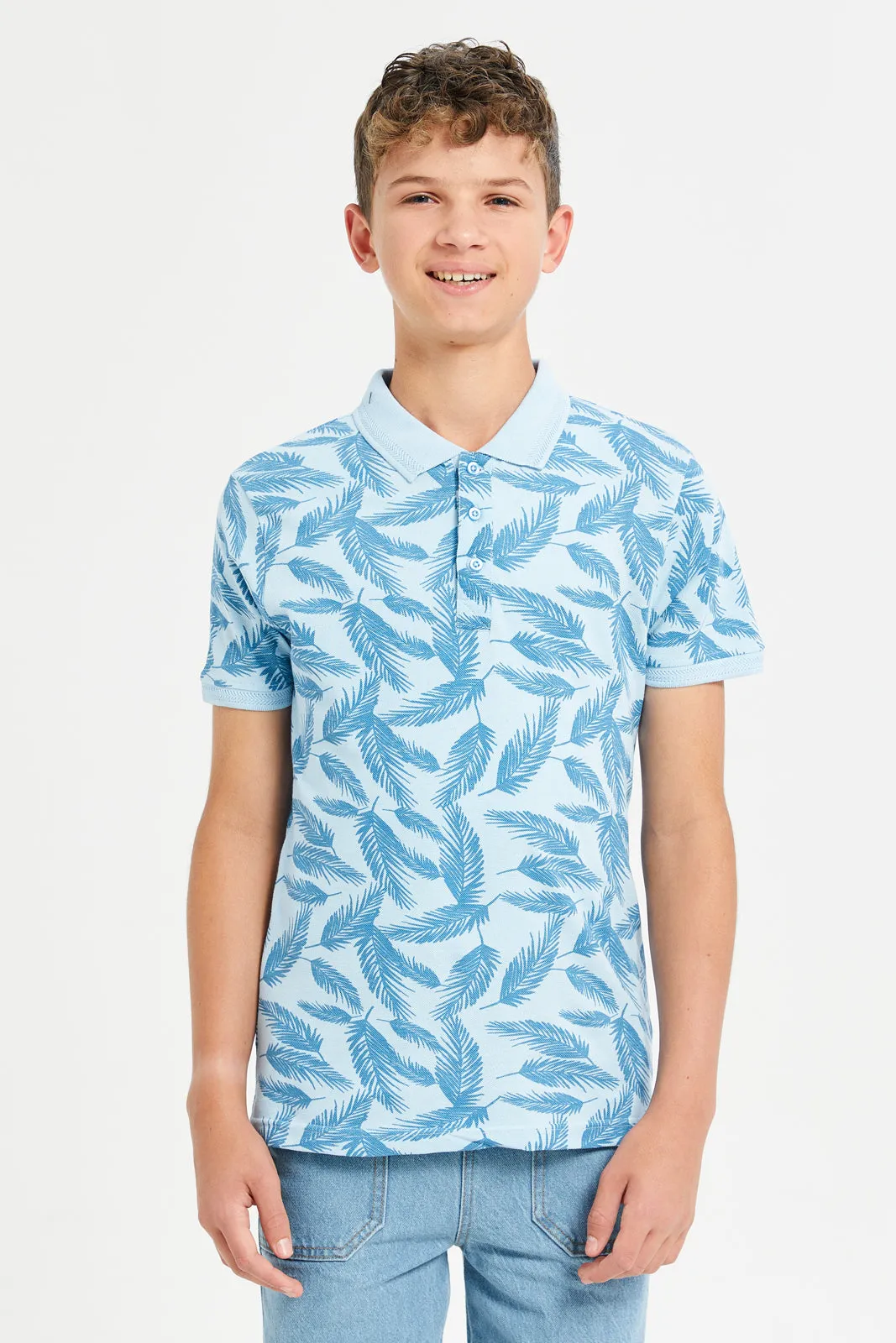 Senior Boys All Over Printed Polo T-Shirt