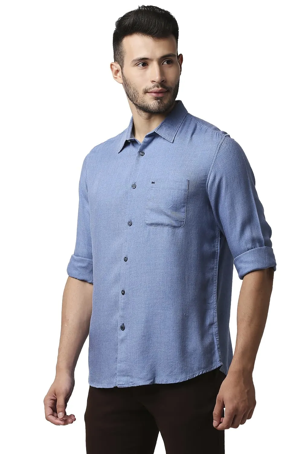 Slim Fit Lyocell Melange Shirt
