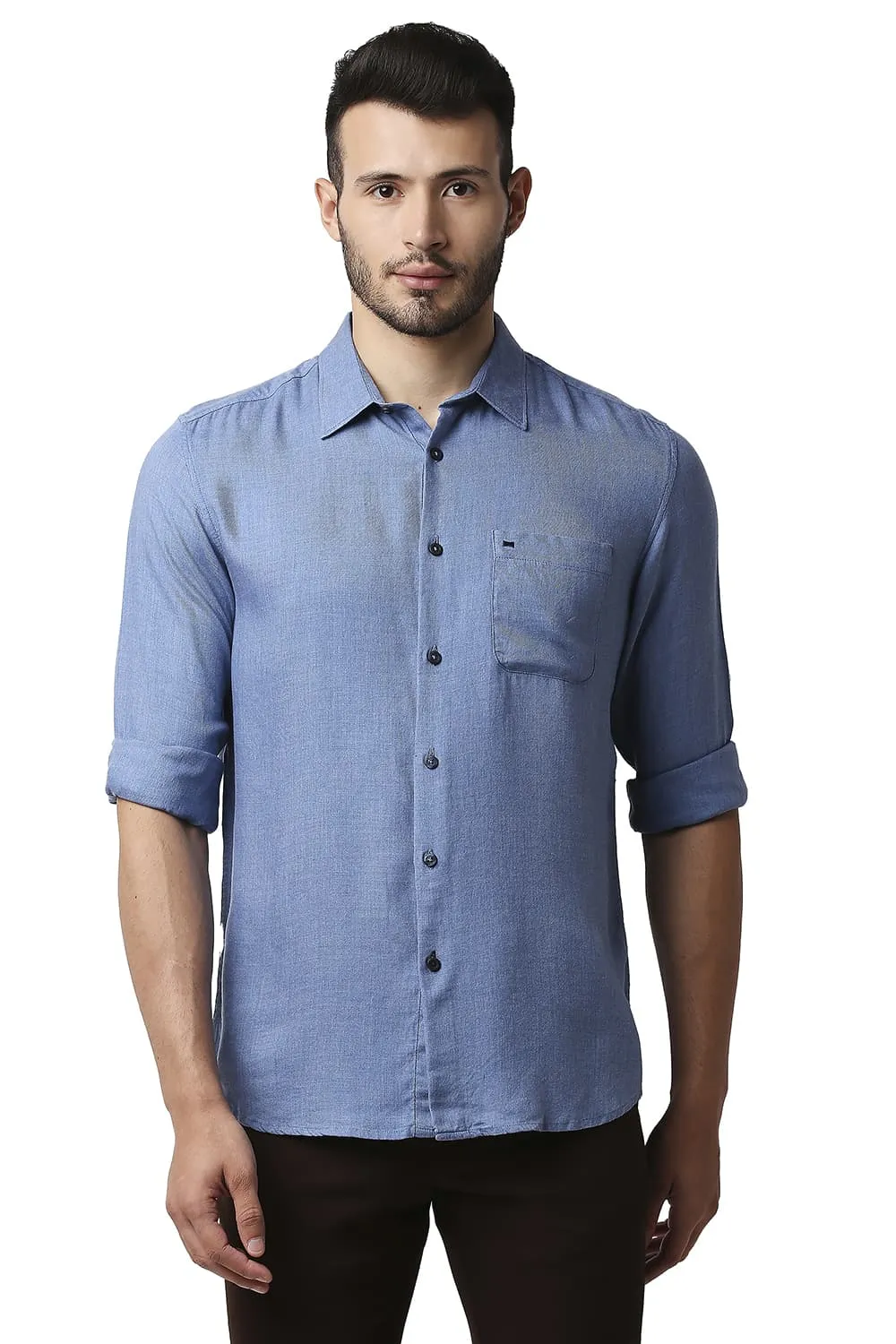 Slim Fit Lyocell Melange Shirt