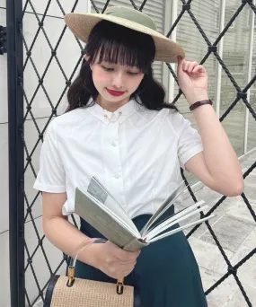 Small Collar Shirt with Pin
