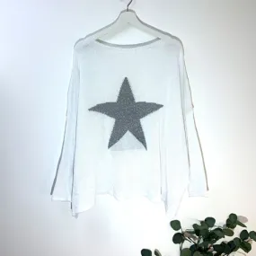Star Jumper - White/Silver