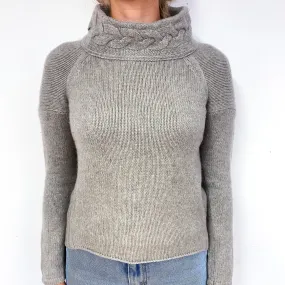 Steel Grey Chunky Cashmere Polo Neck Jumper Small