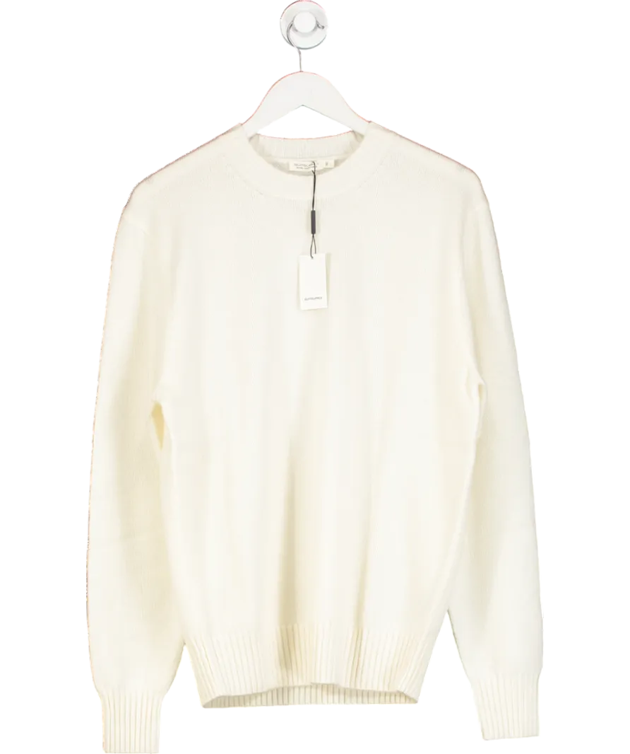 SuitSupply Cream Off-white Crewneck 100% Pure Mongolian Cashmere Jumper UK L