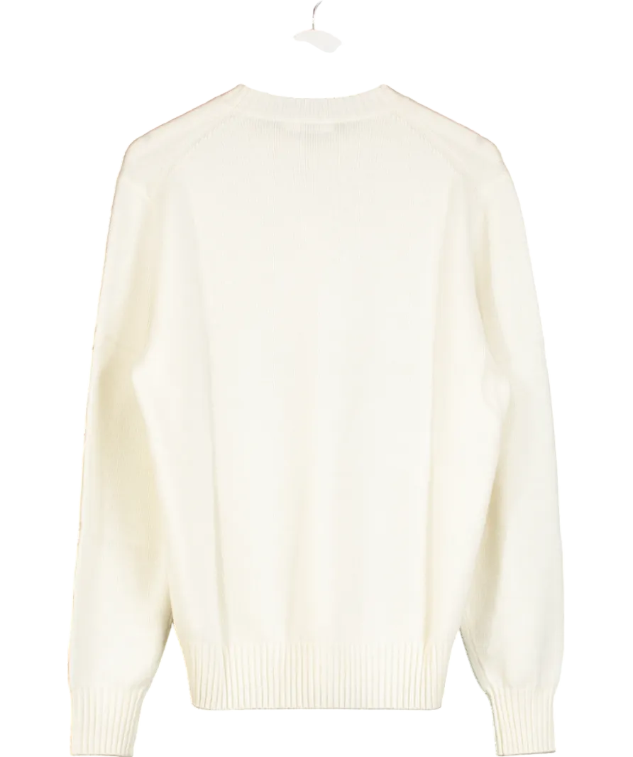SuitSupply Cream Off-white Crewneck 100% Pure Mongolian Cashmere Jumper UK L
