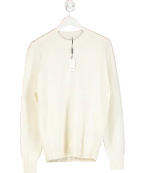 SuitSupply Cream Off-white Crewneck 100% Pure Mongolian Cashmere Jumper UK L