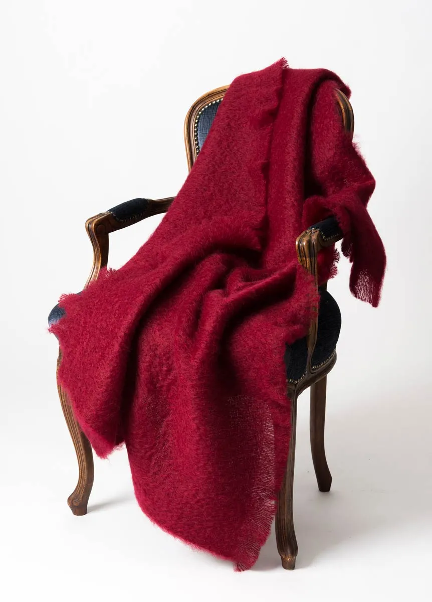 Tamarind Red Mohair Throw Blanket