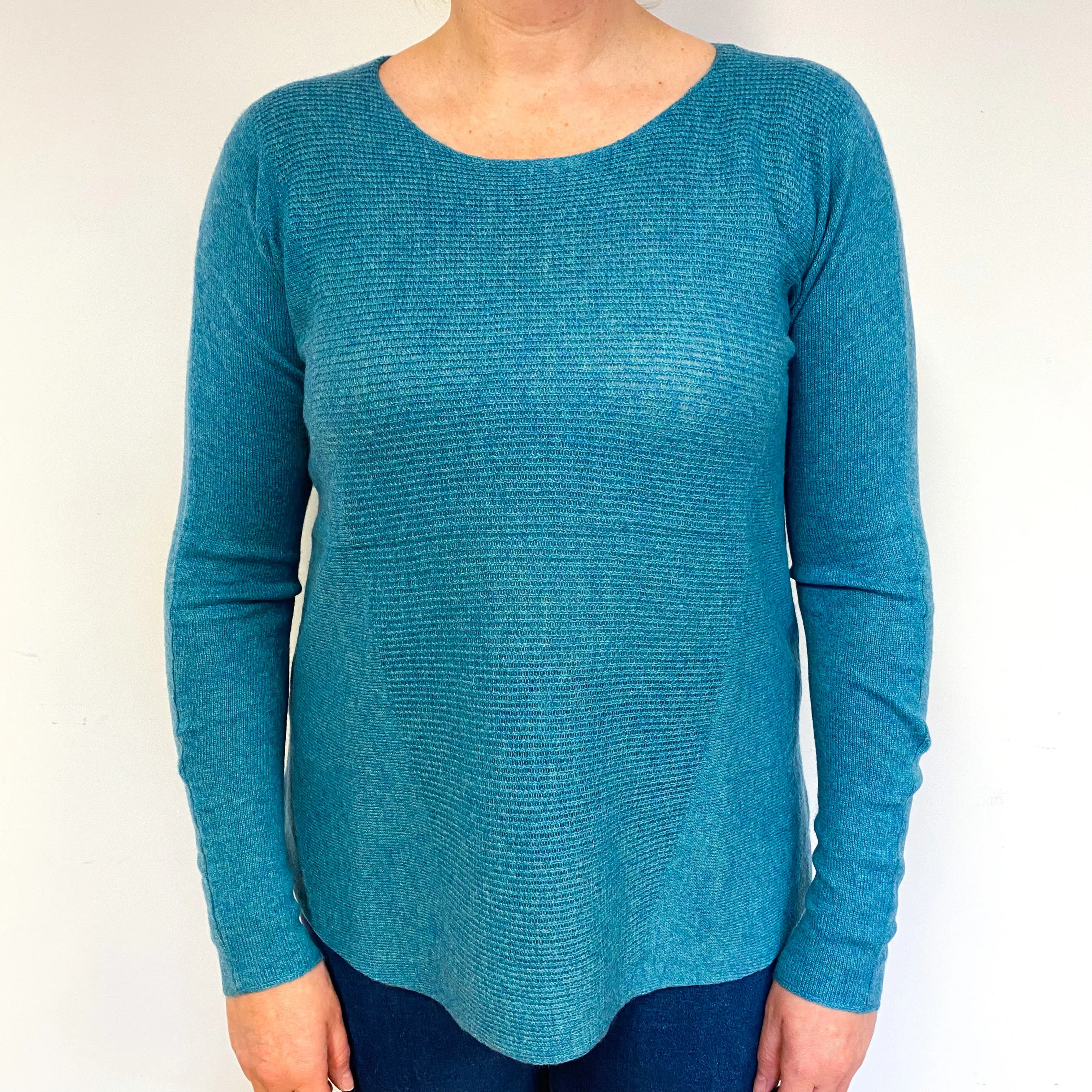 Teal Green Cashmere Crew Neck Jumper Large