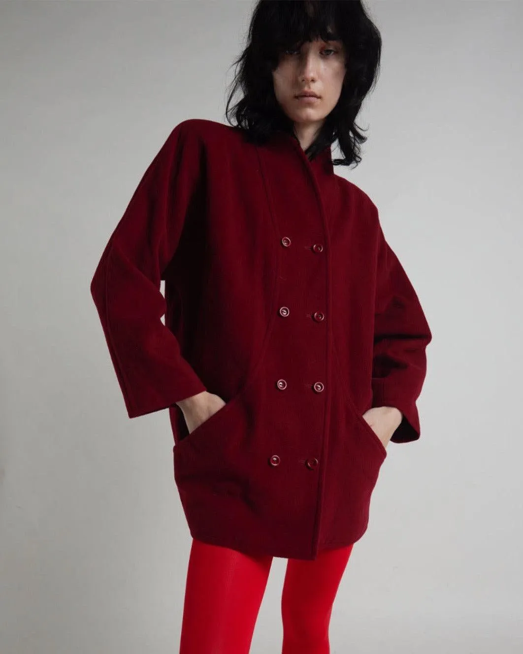 Vintage 1980s Red Wool Emmanuelle Ugaro Jacket