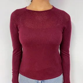 Wine Red Cashmere Crew Neck Jumper Small