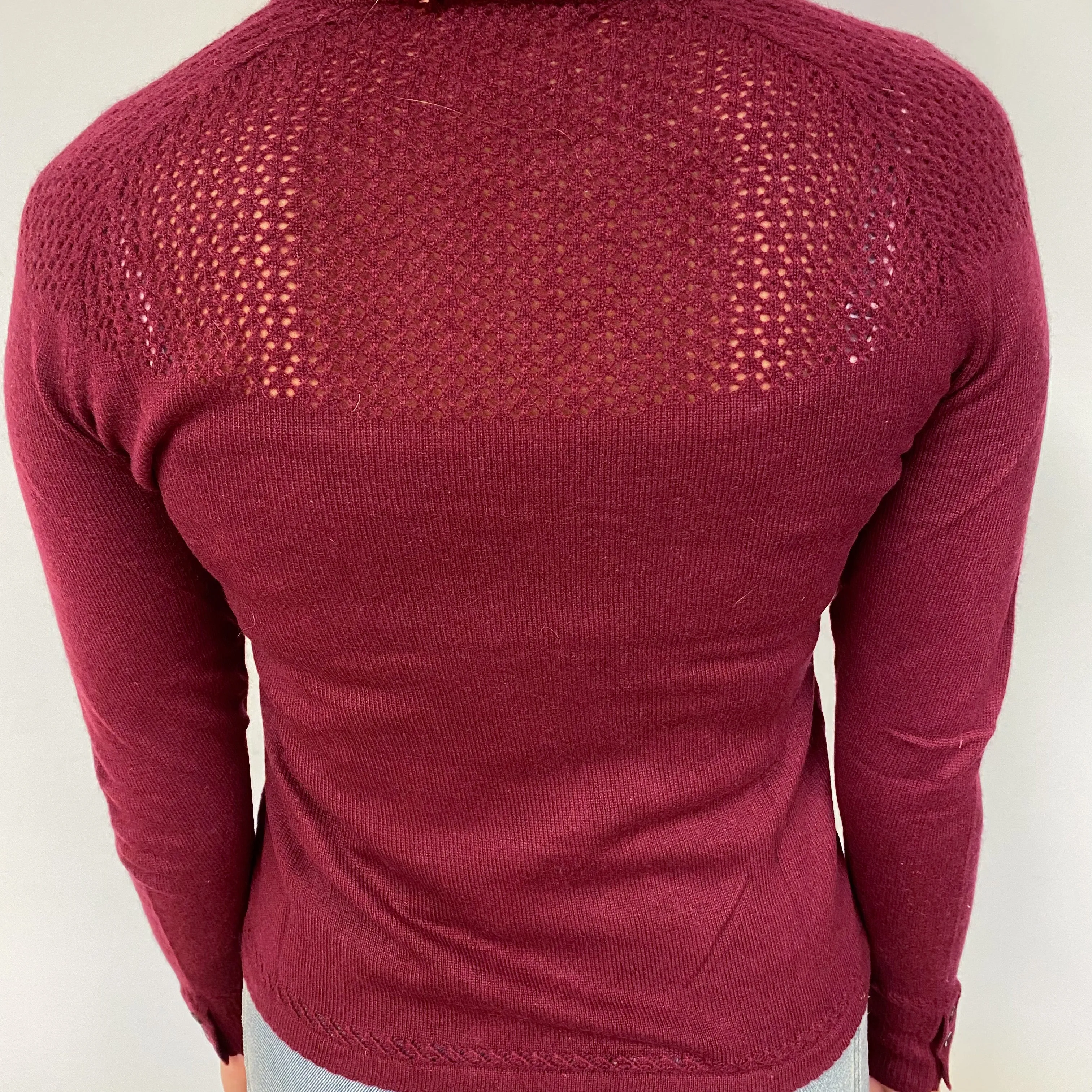 Wine Red Cashmere Crew Neck Jumper Small